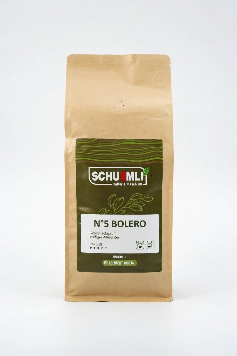 SCHUEMLI | Nr. 5 Bolero | kräftiger Allrounder für Espresso & Cappuccino | 1 kg - Malankara | kaffee & maschinenKaffeebohnen