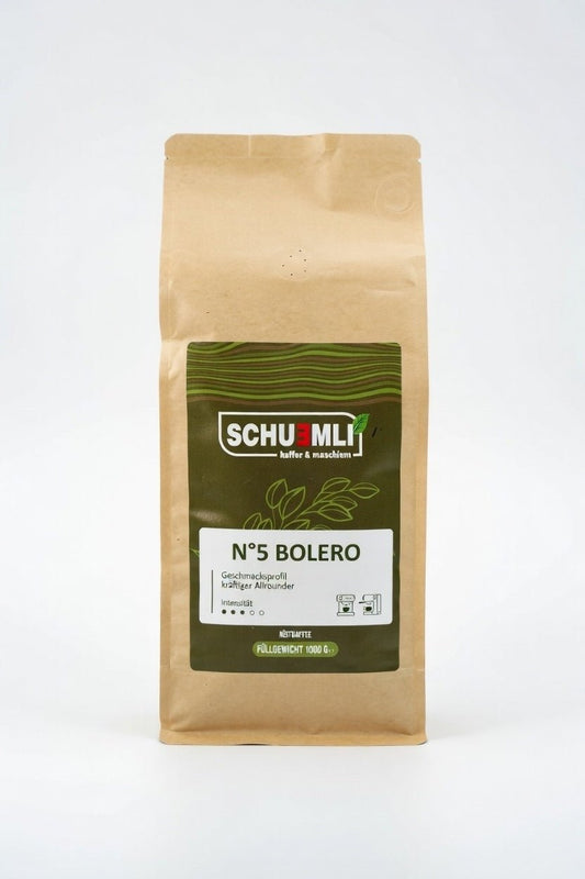 SCHUEMLI | Nr. 5 Bolero | kräftiger Allrounder für Espresso & Cappuccino | 1 kg - Malankara | kaffee & maschinenKaffeebohnen