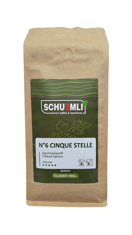 SCHUEMLI | Nr. 6 Cinque Stelle | 5 Sterne Espresso | 1 kg - Malankara | kaffee & maschinenKaffeebohnen